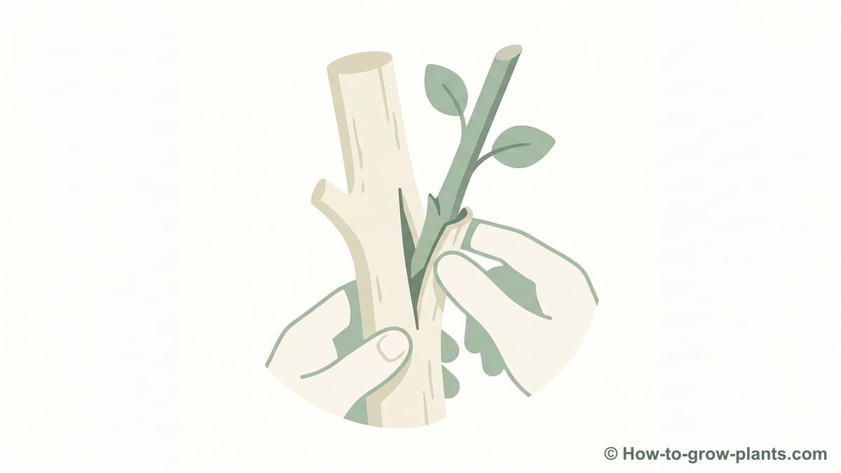 Illustration : Étapes détaillées de la coupe et de l'insertion des greffons en greffe en couronne