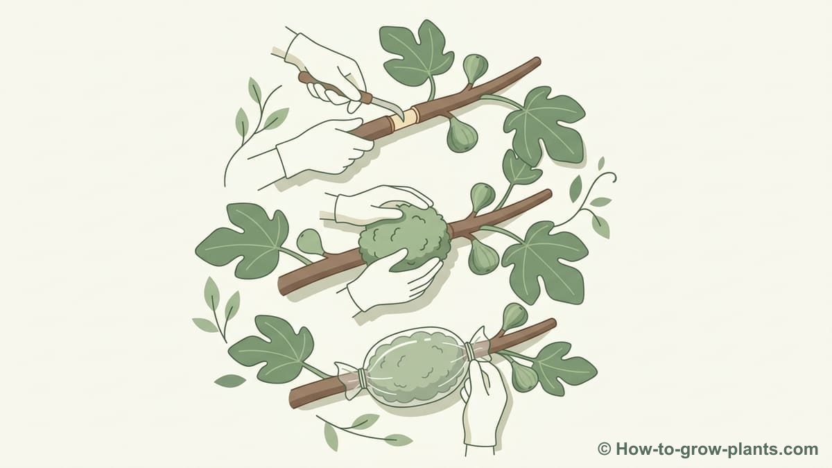 Illustration: Step-by-step guide for fig tree air layering Illustration: What are the precise and detailed steps to perform air layering on a fig tree?